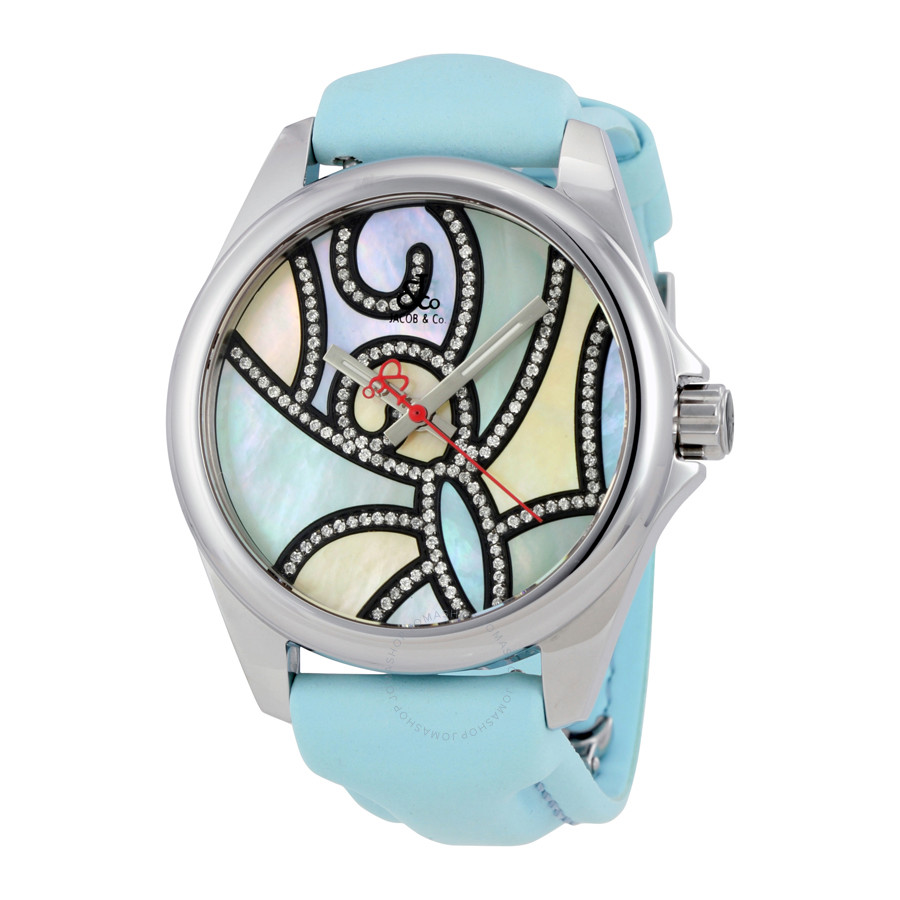 Jacob & Co. Jacob and Co. One Time Zone Multi-Color Mother of Pearl Diamond Ladies Watch JC-TZM21