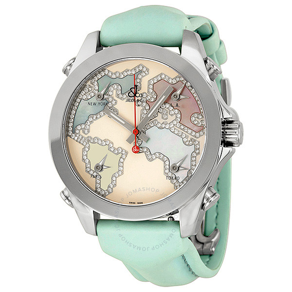 Jacob & Co. Jacob and Company Five Time Zone Diamond-Accented Pink Enamel Unisex Watch JCM125