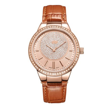 JBW Camille Rose Gold-Tone Brown Leather Ladies Watch J6345D