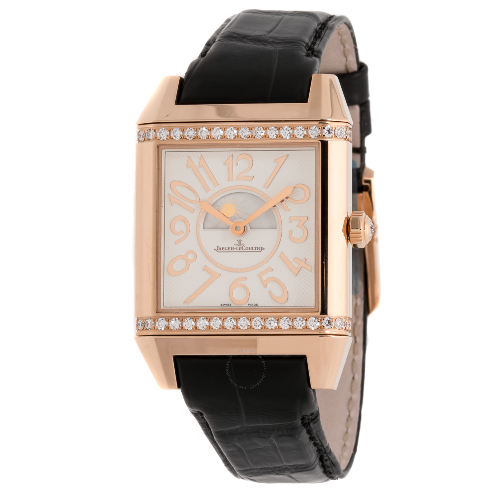 Jaeger LeCoultre Reverso Squadra Lady Duetto Silvered guilloche/ Black Dial Ladies Watch Q7052421