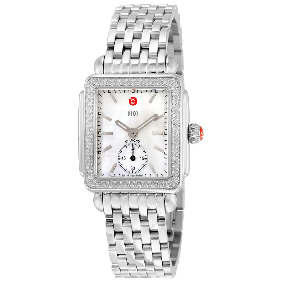 Michele Michele Ladies Deco-16 Mother of Pearl Dial Steel Watch MWW06V000001