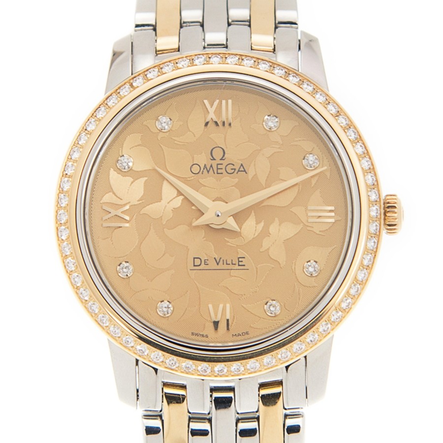 Omega De Ville Champagne Butterfly Diamond Dial Ladies Watch 424.25.27.60.58.002