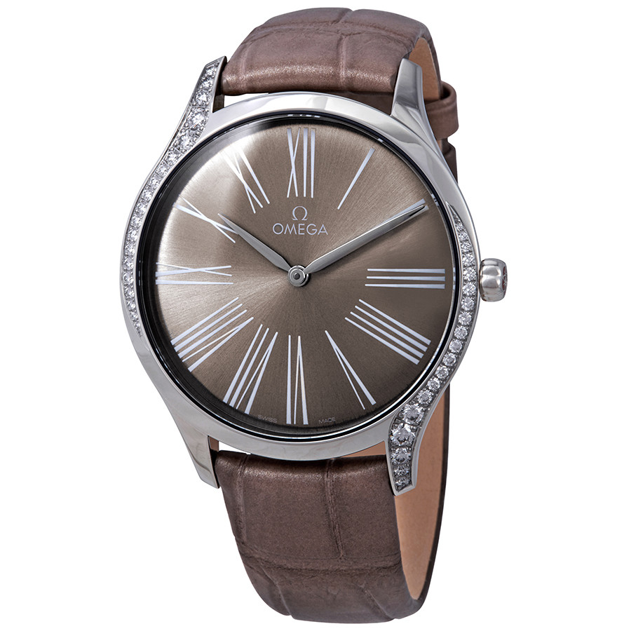 Omega De Ville Lacquered Taupe-Brown Dial Ladies Diamond Watch 428.18.39.60.13.001