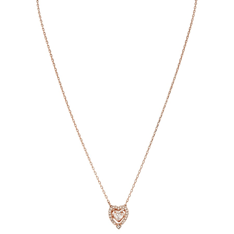 Swarovski Sparkling Dance Heart Necklace White Rose Gold Plating 5284188
