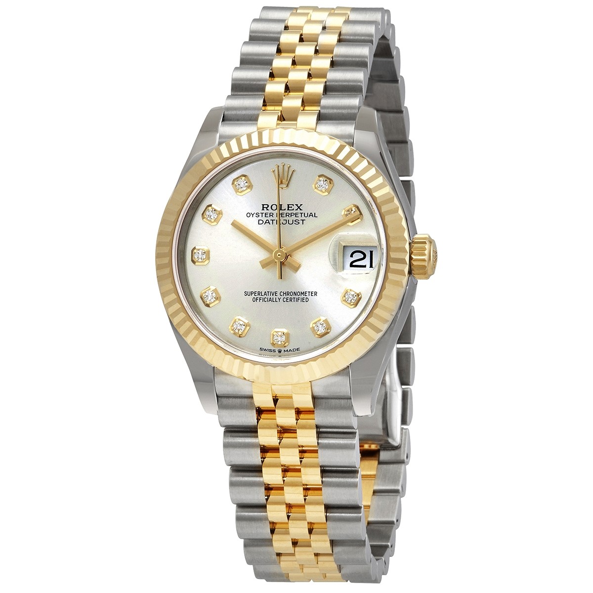 Rolex Datejust 31 Silver Diamond Dial Automatic Ladies Steel and 18kt Yellow Gold Jubilee Watch 278273SDJ