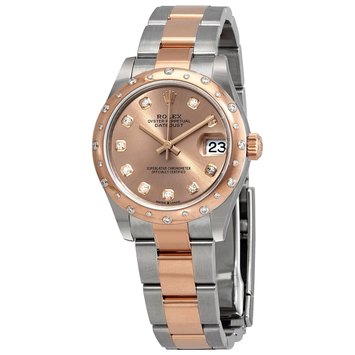 Rolex DateJust 31 Automatic Ladies Stainless Steel 18 ct Everose Gold Oyster Watch 278341PDO
