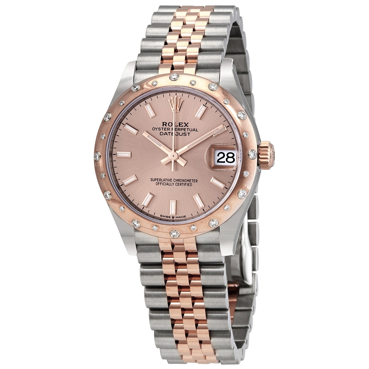 Rolex DateJust 31 Rose Dial Automatic Ladies Stainless Steel- 18 ct Everose Gold Jubliee Watch 278341PSJ