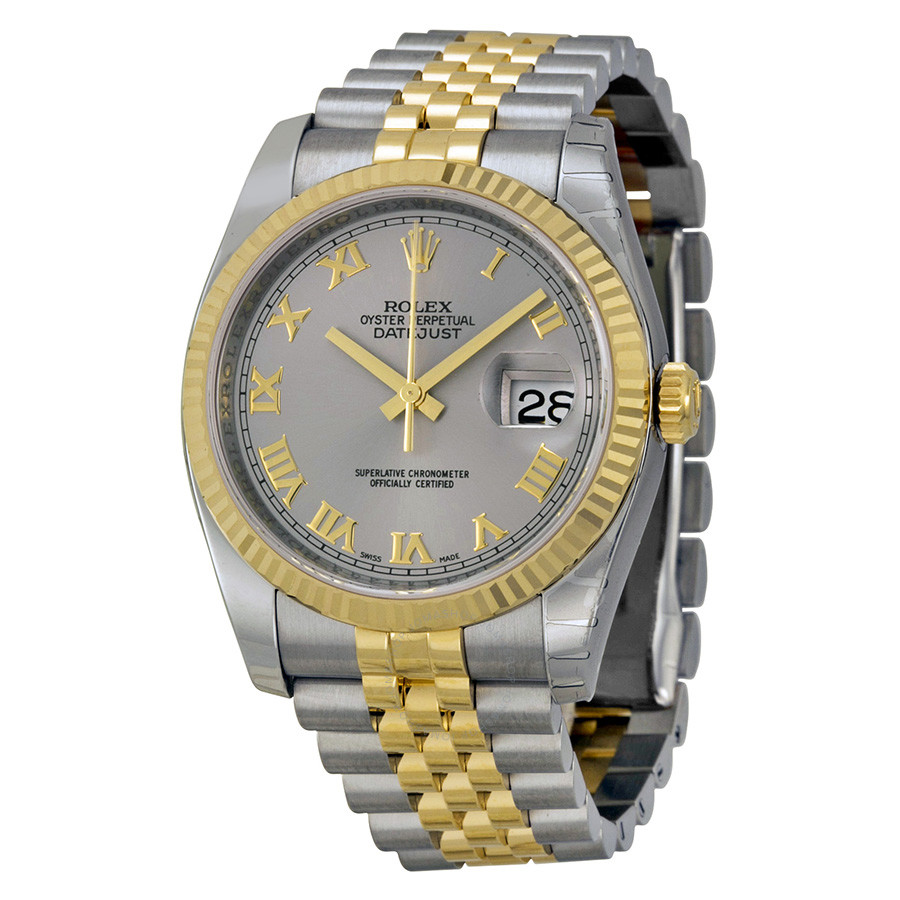 Rolex Oyster Perpetual Datejust 36 Grey Dial Stainless Steel and 18K Yellow Gold Jubilee Bracelet Automatic Men's Watch 116233GYRJ