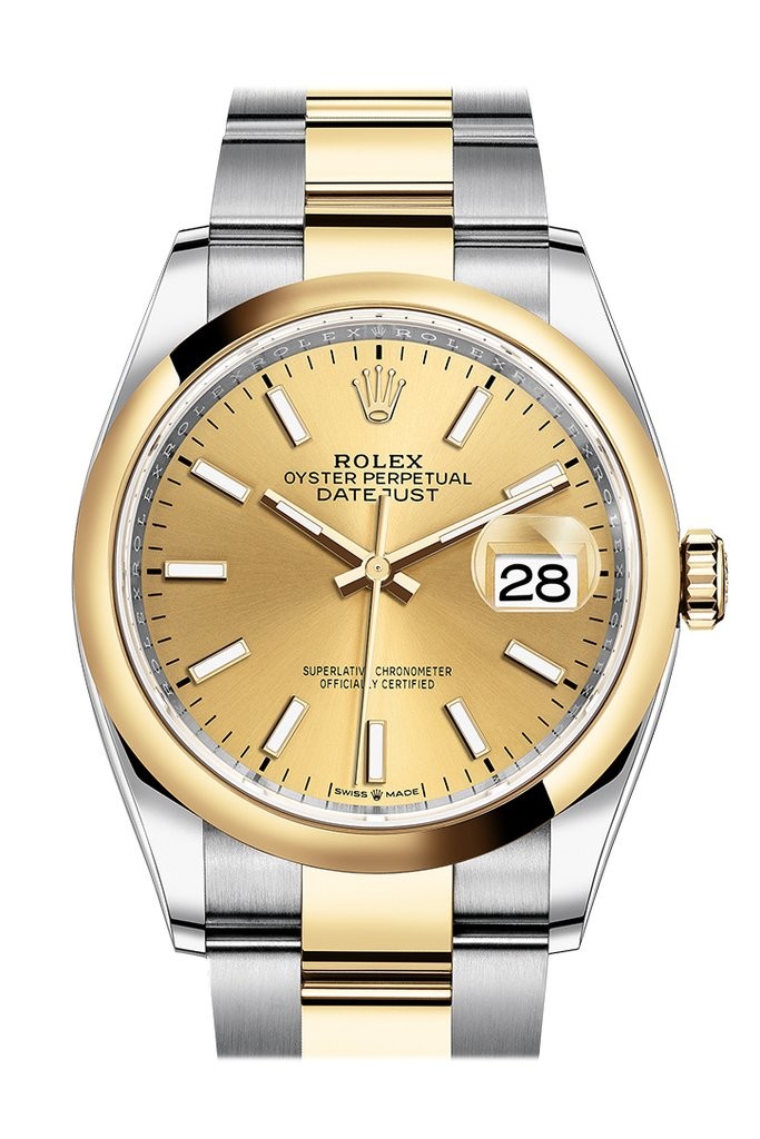 Rolex Datejust 36 Automatic Champagne Dial Men's Steel and 18K Yellow Gold Oyster Watch 126203CSO