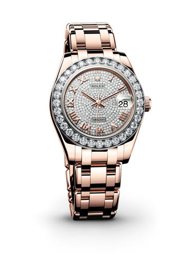 Rolex Lady-Datejust Pearlmaster Diamond Pave Dial 18K Everose Gold Automatic Ladies Watch 81285CDRPM