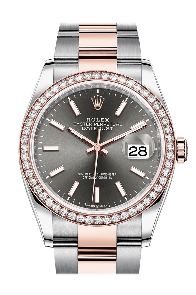 Rolex Datejust 36 Dark Rhodium Dial Men's Steel and 18k Everose Gold Oyster Watch 126281RSO