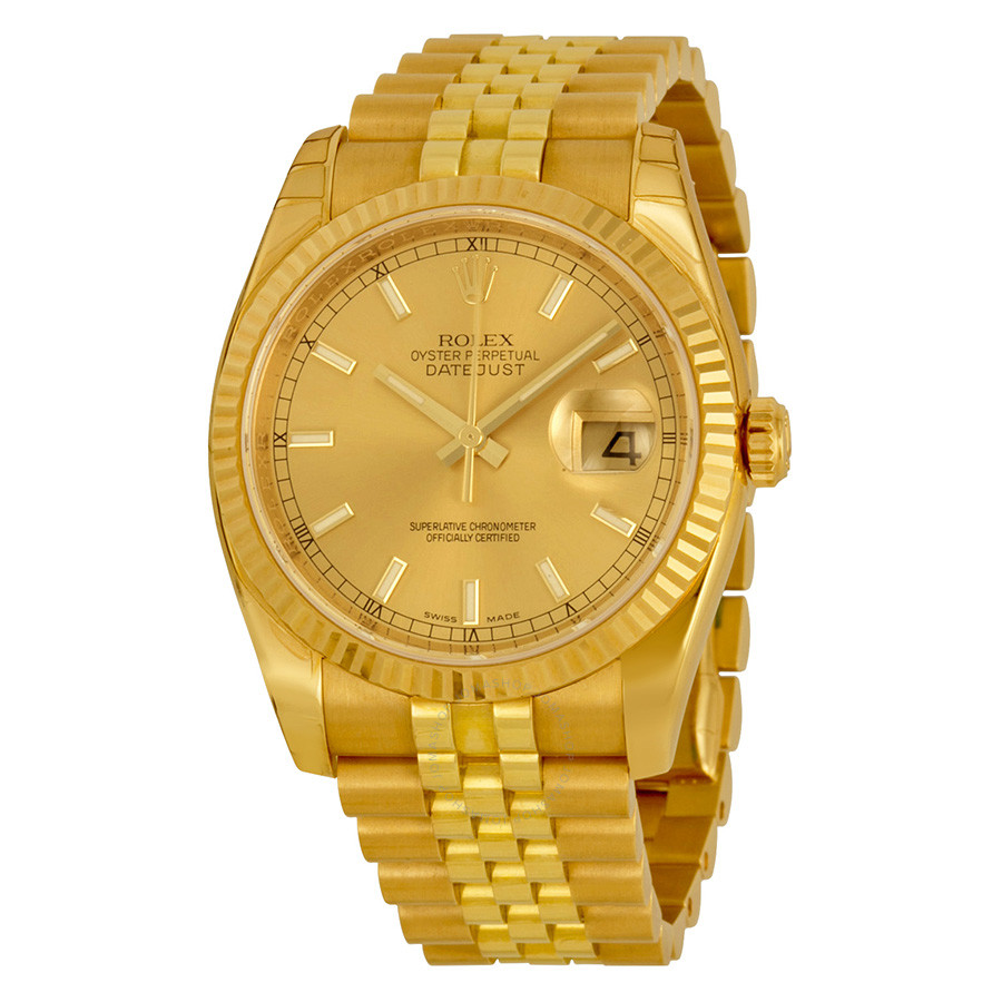 Rolex Datejust  Automatic Gold Dial 18kt Yellow Gold Watch 116238CSJ