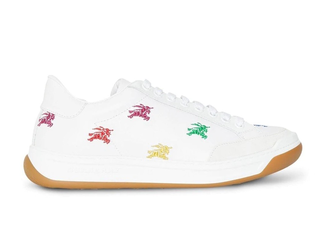 Burberry Equestrian Knight Embroidered Leather Sneakers 4080024