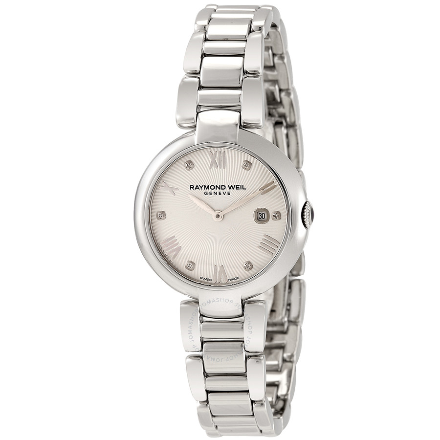 Raymond Weil Shine Silver Dial Ladies Watch + Leather Strap 1600-ST-00618