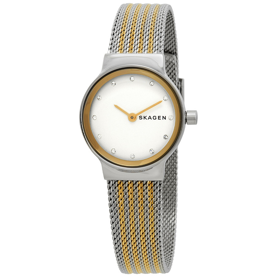 Skagen Freja Crystal White Dial Ladies Silver and Gold-tone Watch SKW2698