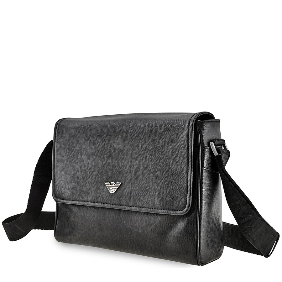 Emporio Armani Men's Leather Messenger Bag Black Sof Saff Messenger W Flap Y4M142-YAQ2E-81072