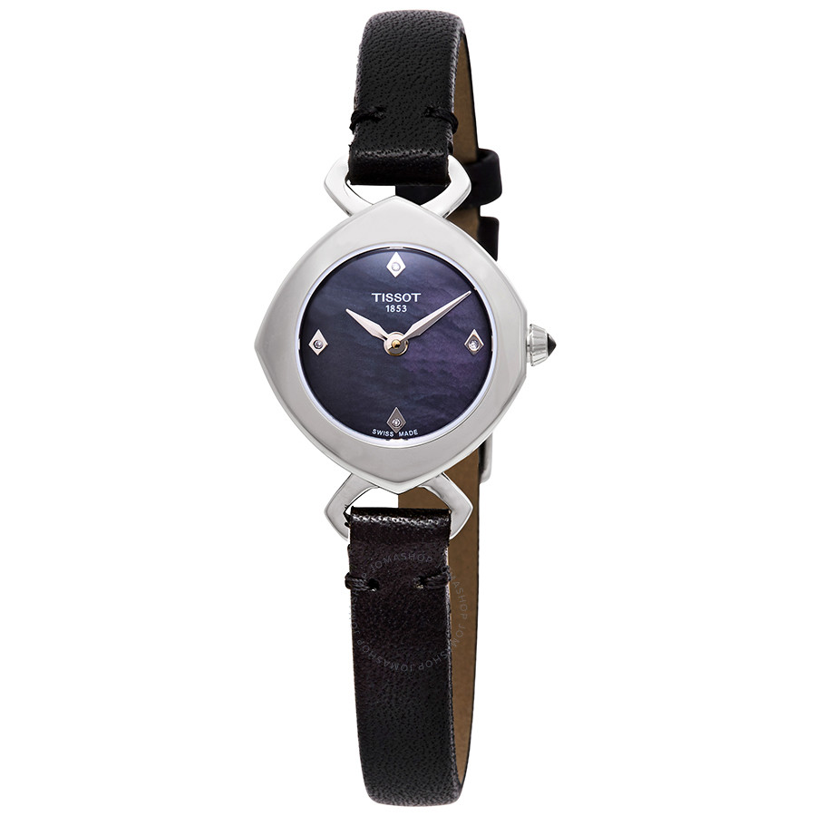 Tissot Femini-T  Mother of Pearl Dial Ladies Black Leather Watch T113.109.16.126.00