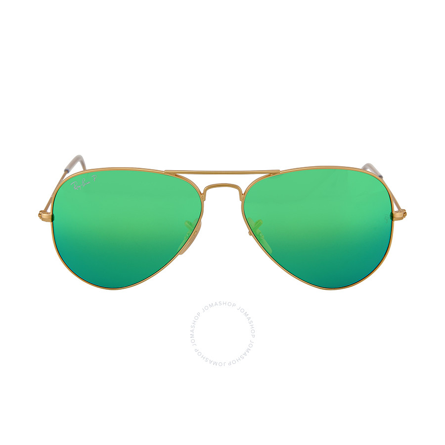 Ray Ban Original Aviator Green Flash Polorized Sunglasses RB3025 112/P9 58-14 RB3025 112/P9 58-14