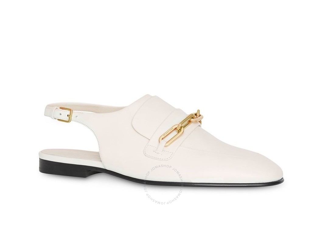 Burberry Ladies White Flat Slingback Loafers 8006106