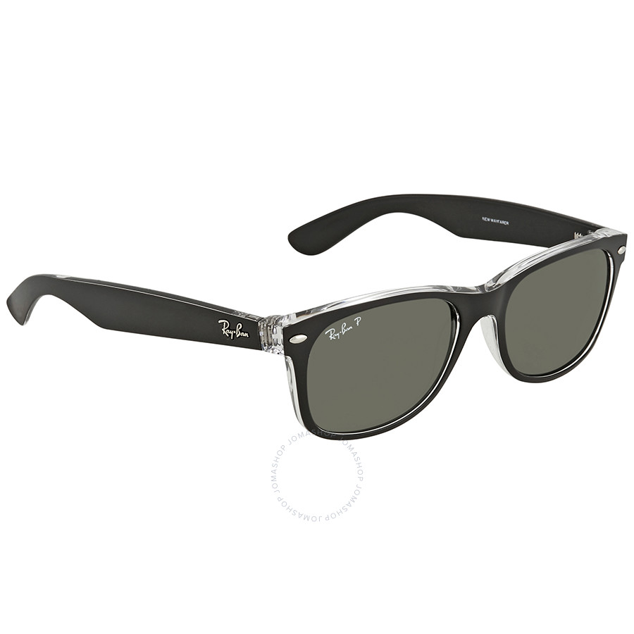 Ray Ban New Wayfarer Green Polarized Sunglasses RB2132 605258 55-18