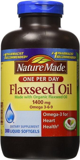 Nature Made Organic Flaxseed Oil 1,400 mg - Omega-3-6-9 for Heart Health - 300 Softgels