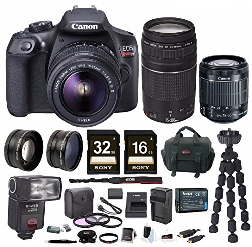 Canon EOS Rebel T6 DSLR Camera w/ 18-55mm & EF 75-300mm Lenses & Zoom TTL Flash Gun & 48GB Supreme Bundle