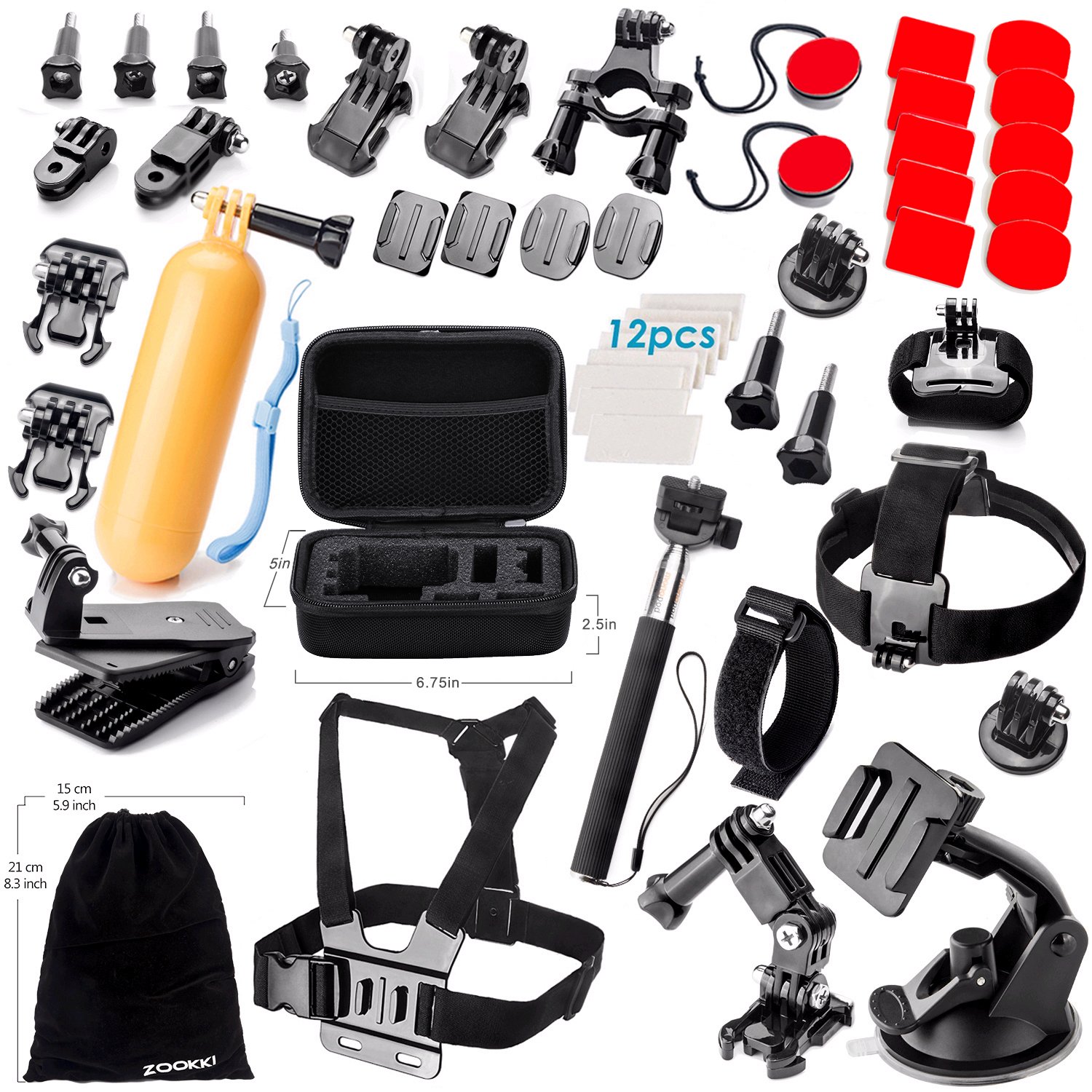 Zookki Accessories Kit for GoPro Hero 5 4 3+ 3 2 1 Black Silver SJ4000 SJ5000 SJ6000