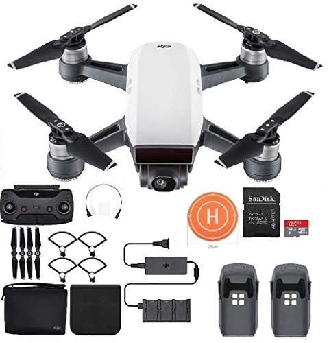 DJI Spark Fly More Combo Mini Drone Safety Bundle (Alpine White): Remote Controller, Extra Battery, Palm Landing Kit and More