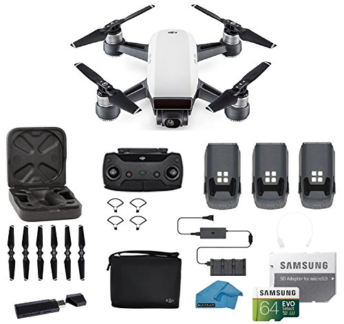DJI Spark Intelligent Portable Mini Drone Quadcopter, Fly More Combo, with MUST HAVE ACCESSORIES, 3 Batteries, 64 GB SD Card, Propeller Guards