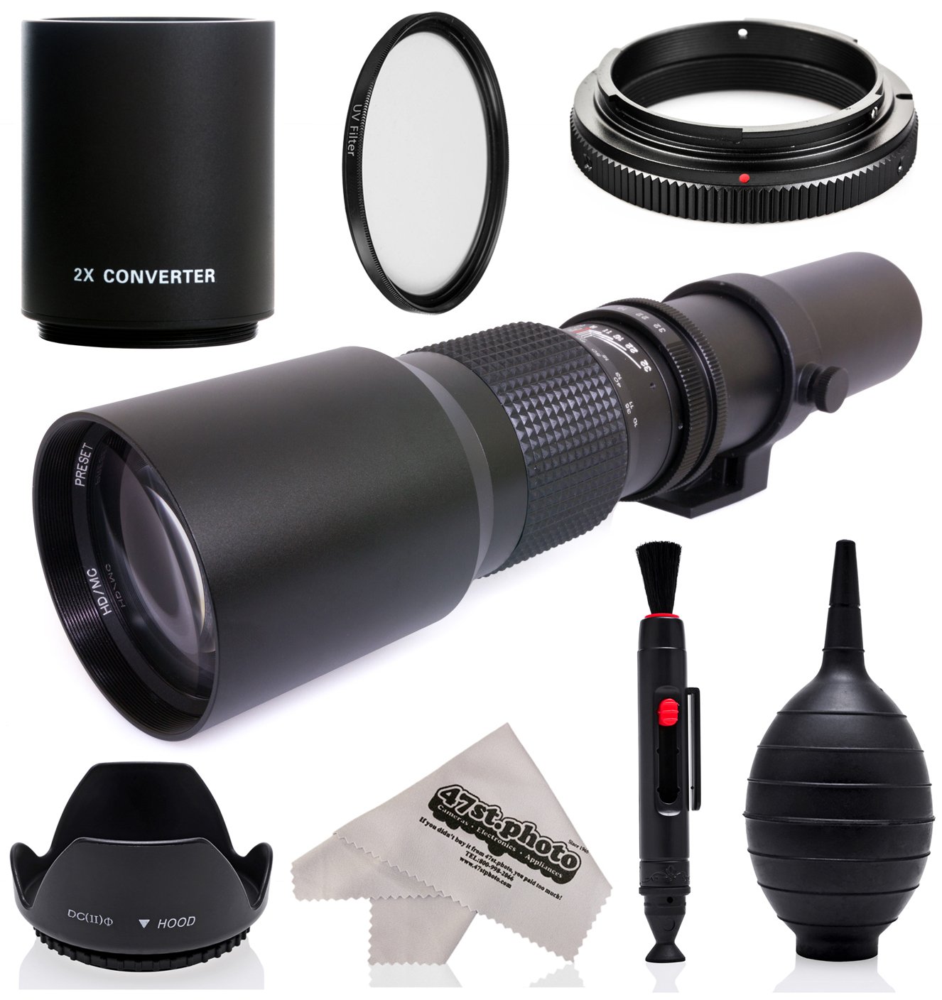 Super 500mm/1000mm f/8 Manual Telephoto Lens for Nikon Camera