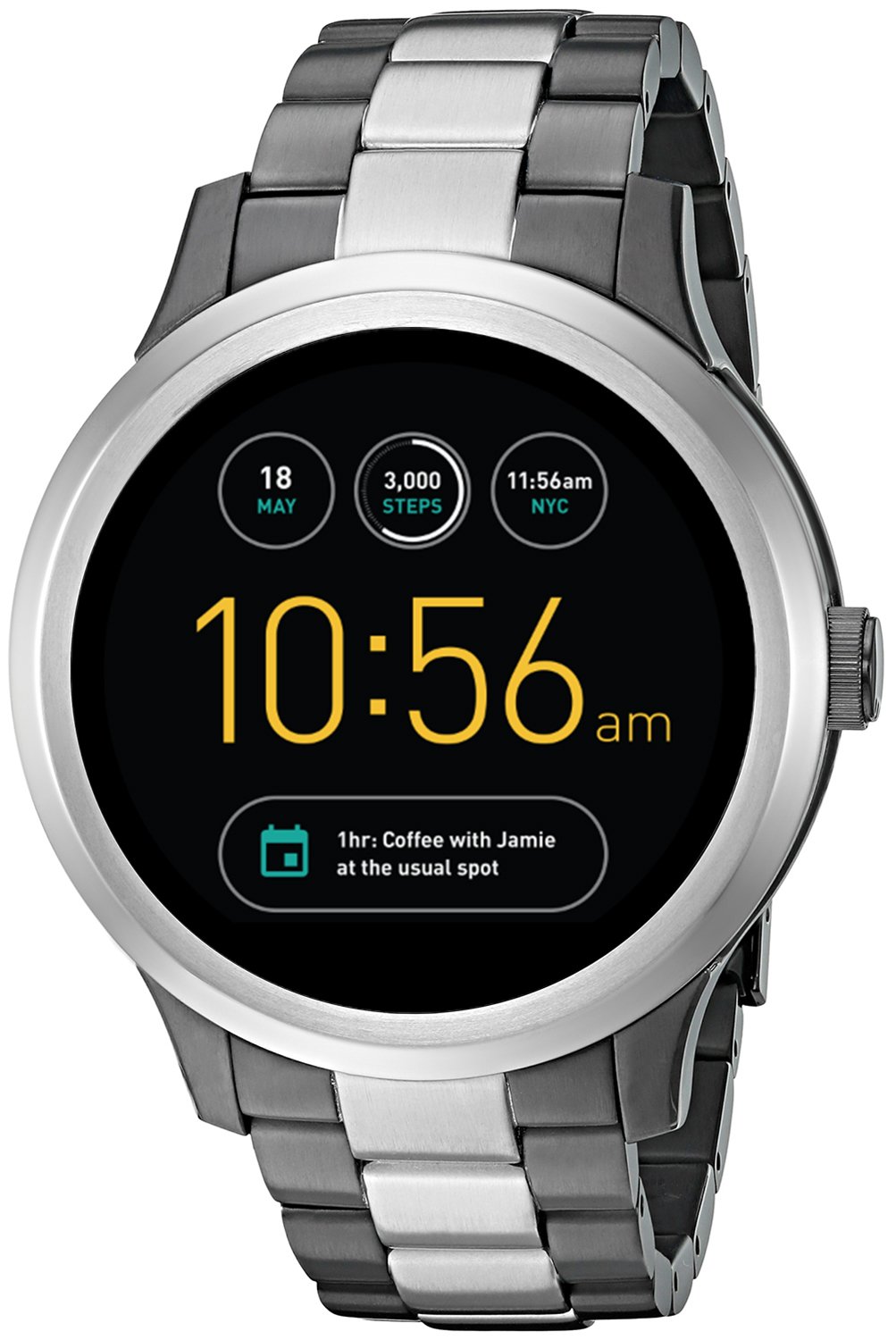 Fossil Q Founder Gen 1 Touchscreen Two-Tone Gunmetal and Stainless Steel Smartwatch