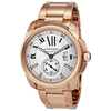 Cartier Calibre de  Silver Dial 18K Rose Gold Automatic Men's Watch W7100018