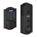 Schlage Connect Camelot Touchscreen Deadbolt with Built-In Alarm, Works with Amazon Alexa via SmartThings, Wink or Iris, Matte Black, BE469 CAM 622