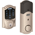 Schlage Connect Camelot Touchscreen Deadbolt with Built-In Alarm, Works with Amazon Alexa via SmartThings, Wink or Iris, Bright Chrome, BE469 CAM 625