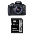 Canon EOS Rebel T6 Digital SLR Camera Kit with EF-S 18-55mm  + Lexar 128GB Memory Card