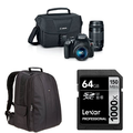 Canon EOS Rebel T6 Digital SLR Camera Kit with EF-S 18-55mm and EF 75-300mm Lenses + AmazonBasics DSLR Bag and 64 GB Lexar Memory Card