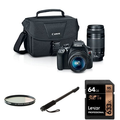 Canon EOS Rebel T6 Digital SLR with 18-55mm and 75-300mm Lenses, 64GB Memory Card, AmazonBasics 67-inch Monopod , Bag and Lens Filter