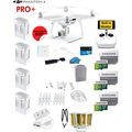 DJI Phantom 4 PRO+ Quadcopter Drone with 1-inch 20MP 4K Camera KIT With Monitor + 4 Total DJI Batteries + 3 64GB SDXC Cards + Card Reader 3.0 + Prop Guards