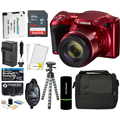 Canon PowerShot SX420 IS Digital Camera (Red) with 20MP, 42x Optical Zoom, 720p HD Video & Built-In Wi-Fi + 64GB Card + Reader + Grip + Spare Battery and Charger + Tripod + Complete Accessory Bundle