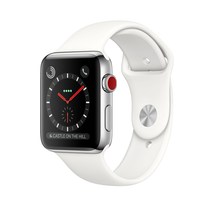 Đồng hồ Apple Watch Series 3 GPS + Cellular 42mm, Stainless Steel Case with Soft White Sport Band