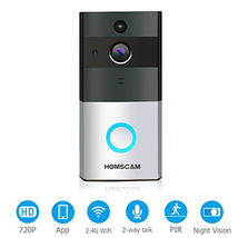 Video Doorbell, HOMSCAM Wireless Door Bell Smart WiFi Camera Video Doorbell Security Camera with PIR Motion Detection 720P HD, Real-Time Two-Way Talk and Video, Night Vision ( Built-in 8G Card )
