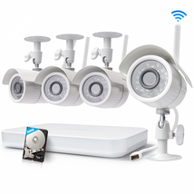 Zmodo 8CH Wireless Security Camera System - 1080P HDMI NVR with 500GB Hard Drive, 4 x 720P HD Indoor/Outdoor Wireless Cameras Night Vision - WiFi Easy Installation No Video Cables Needed