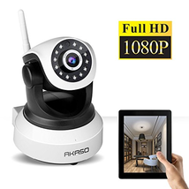 AKASO IP Security Wifi Camera 2.4GHz & 1080P Wireless Video Surveillance Monitor Home Indoor Webcam, 1920 ×1080, Pan/Tilt, Night Vision, Two Way Audio, SD Card Slot ( IP2M-903 )