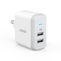 Anker Elite Dual Port 24W USB Travel Wall Charger PowerPort 2 with PowerIQ and Foldable Plug