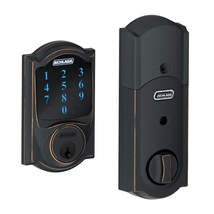 Khóa điện tử Schlage Z-Wave Connect Camelot Touchscreen Deadbolt with Built-In Alarm, Works with Amazon Alexa via SmartThings, Wink or Iris,  Aged Bronze