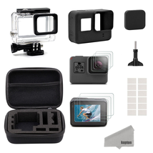 Kupton Accessories for GoPro Hero 6 / 5 Black Starter Kit Travel Case Small + Housing Case + Screen Protector + Lens Cover + Silicone Protective Case for Go Pro Hero6 Hero5 Outdoor Sport Kit