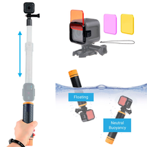 Watersports and Diving Bundle for GoPro HERO5 / 4 Session Camera including Modular Waterproof Telescopic Pole / Floating Hand Grip in one (6.7" to 15.7") and Diving Lens Filter Kit - Enhances Colors