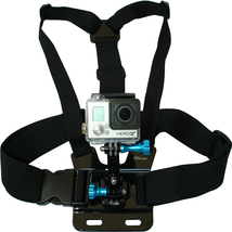 Chest Mount Harness for GoPro Cameras - Adjustable Body Strap Rig + 3-Way Adjustment Base with Aluminum Thumbscrew Kit - Fits ALL Go Pro Hero Models, HERO4, HERO3+ Black Edition - 1 Year Warranty