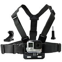 Chest Mount Harness for Gopro Hero 5, Black, Session, Hero 4, Session, Black, Silver, Hero+ LCD, 3+, 3, 2, 1 – Fully Adjustable Chest Strap - Also Includes J-Hook / Thumbscrew / Storage Bag