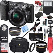 Sony Alpha a5100 HD 1080p Mirrorless Digital Camera Black + 16-50mm Lens Kit + 32GB Accessory Bundle + DSLR Photo Bag  and more